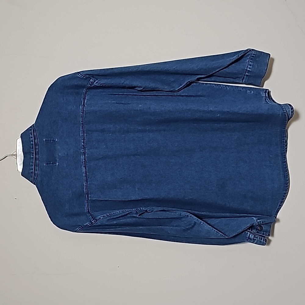 New Directions Denim Long Sleeve Christmas Shirt Embroidered Sz S Silver Buttons - Picture 5 of 5